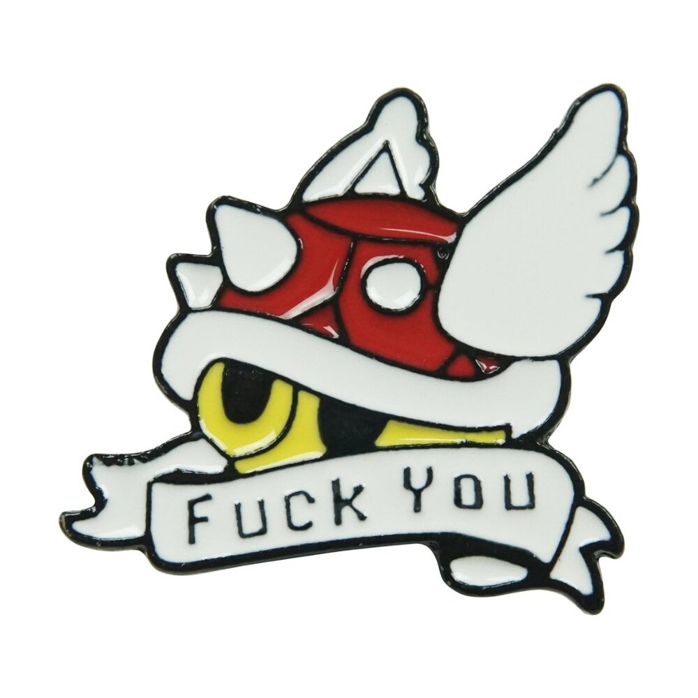 Red Spiny Shell Enamel Pin - Racing Video Game Funny Slogan Cute Alt Apparel NWT